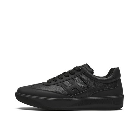 HARSON Cow Leather Business Simple Fashion Early Autumn Versatile Outdoor Commute Easy Feel Breathable Non-Stuffy Slip-Resistant German Training Racing Comfortable Soft Upper Height-Increasing Wear-Resistant Lightweight Low-Top Casual Shoes Men's Black