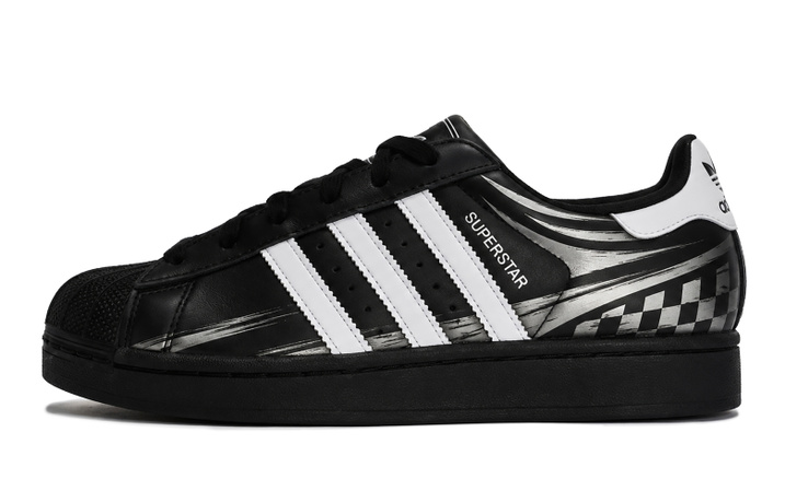 Custom Sneakersadidas originals SUPERSTAR Qi En Yu Zuo Silver Track Racing Street Cool Graffiti Checkerboard Back to School Personality Date Classic Skate Shoes Unisex