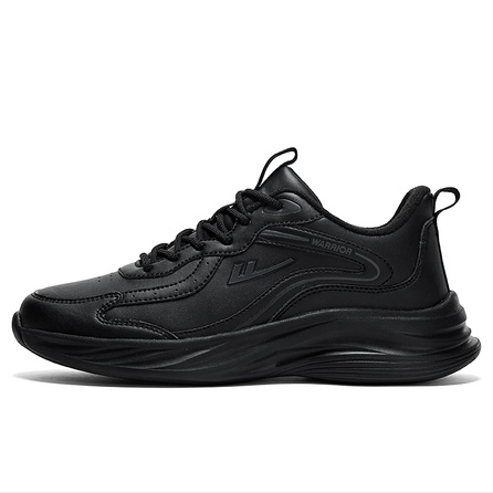 Warrior Fleece Lined Thickened Winter Cold-Resistant Cotton Shoes Sport Versatile Trendy Couple Casual Slip-Resistant Warm Low-Top Running Shoes Men's All Black
