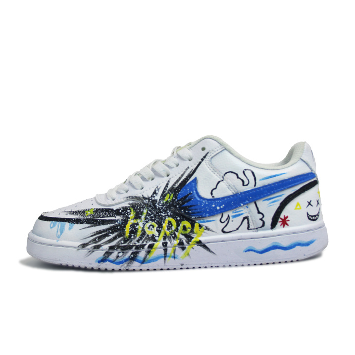 Custom Sneakers Nike Court Vision 1 Synthetic Leather Hand-Painted Graffiti Lightweight Breathable Low-Top Skate Shoes Unisex