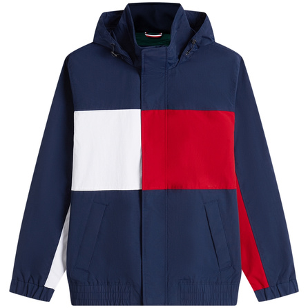 Tommy Hilfiger Packable Hood American Street Style Contrast Flag Logo Trench Coat Jacket Men's