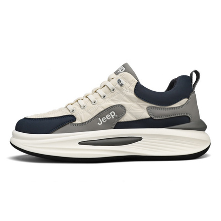 Jeep Fresh Classic Fashion Trendy Versatile Hidden Thick Sole Wear-Resistant Breathable Lightweight Height-Increasing Low-Top Casual Shoes Men's