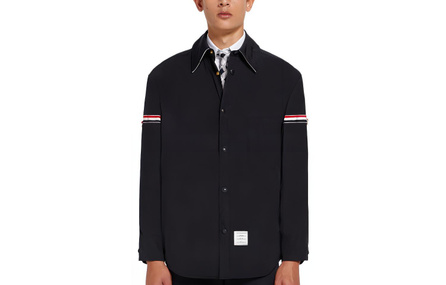 THOM BROWNE SS22 Solid Color Single-Breasted Long Sleeve Lapel Jacket Coat Men's Navy Blue