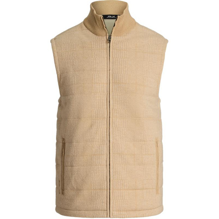 Polo Ralph Lauren FW24 Solid Color Knit Rib Zip Vest Men's Sand