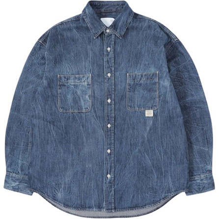 MADNESS 1960s Washed Comfortable Turn-Down Collar Long Sleeve Denim Jacket Men's Indigo Blue