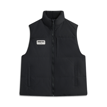LiNing Fitness Series Sport Lifestyle Solid Color Zip Stand Collar Comfortable Breathable Versatile Down Vest Men's Black