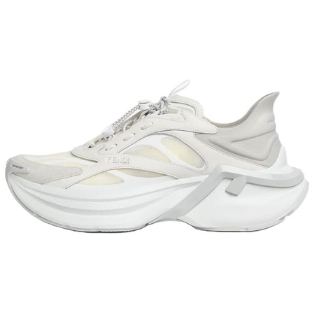 FENDI F-Light Calfskin Thick Sole Elastic Drawstring Low-Top Dad Shoes Men's White