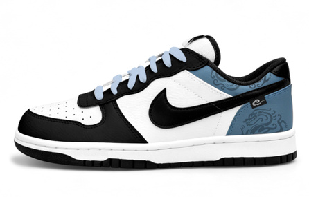 [Custom Sneakers] Nike Dunk Ink-Dyed Azure Dragon Chinese Style Ancient Style Artistic Poetic New Chinese Style Minimalist Dragon Totem Hand-Painted Color Block Trendy Commute Casual Wear-Resistant Non-Slip Low-Top Skate Shoes Men's Black Blue