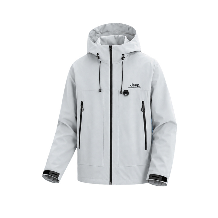 Jeep Solid Color Patchwork Hooded Drawstring American Retro Style Daily Comfortable Commute Mountain Outdoor Sports Hiking Camping Trekking Versatile Loose Windproof Waterproof Wear-Resistant Multi-Functional Minimalist Lightweight Casual Premium Jacket U