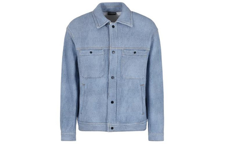 EMPORIO ARMANI SS24 Solid Color Lapel Single-Breasted Fitted Jacket Men's Blue