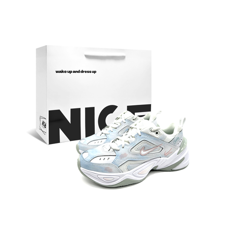 Custom Sneakers Nike M2K Tekno Starry River R Fabric Gradient Tie-Dye Print Girl Vibe Fresh Clean Daily Street Low-Top Dad Shoes Unisex Blue Pink