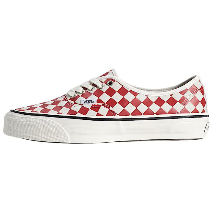 Vans Premium Authentic Checkerboard Comfortable Soft Low-Top Skate Shoes Unisex White/Red