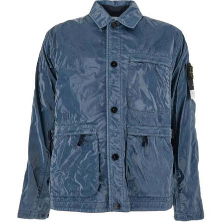 STONE ISLAND SS25 Logo Single-Breasted Long Sleeve Jacket Coat Men's Blue