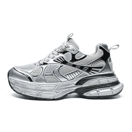 ZHR 'Stellar Silver' Campus Love Confession Heavy-Duty Techwear Retro Versatile Citywalk Urban Stroll Date Outfit Outdoor Travel Sport Casual Fashion Cushioned Wear-Resistant Low-Top Dad Shoes Men's Silver