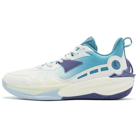 Qiaodan Fengci 8 TEAM Simple Versatile Shock Absorption Slip-Resistant Lightweight Low-Top Basketball Shoes Men's White Blue