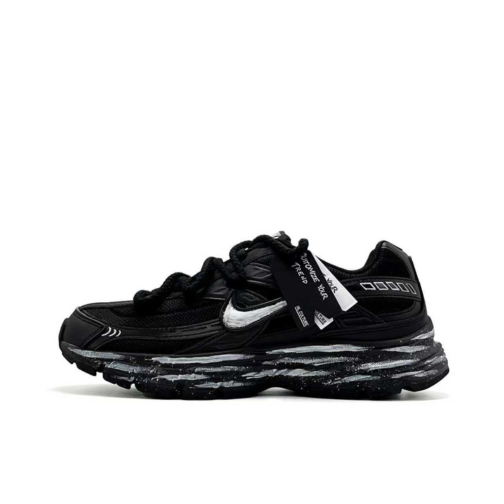 Custom SneakersNike Initiator Shadow Crack Star Burst Cushioning Breathable Low-Top Running Shoes Unisex Black