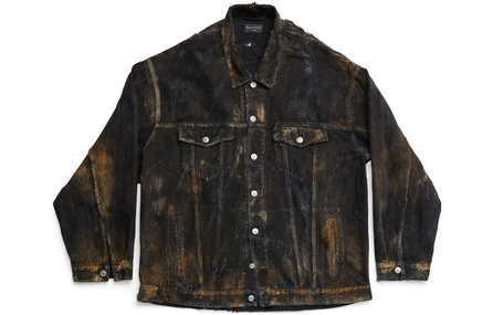 Balenciaga SS23 Denim Jacket Loose Fit Style Men's Black