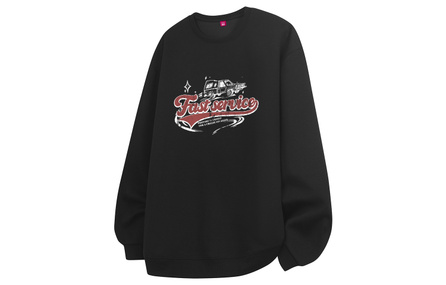 Disney American Retro Cartoon Racing Distressed Logo Print Heavyweight 300g Fleece-Lined Hoodie Unisex