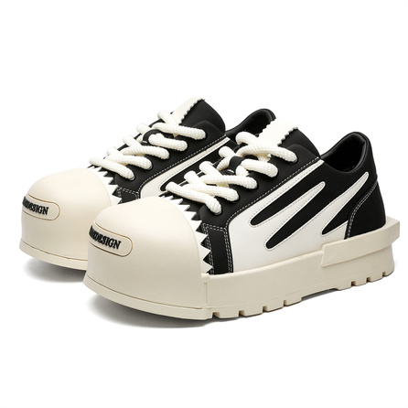 V05 Smiling Toe Eggshell Shoes American Chunky Platform Bread Sneakers Unisex Design Casual Sneakers