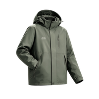Jeep Solid Color Hooded Spliced 3-in-1 Embroidered Detachable Fleece Liner Multi-Functional American Vintage Comfortable Mountain Outdoor Hiking Camping Windproof Waterproof Warm Versatile Light Luxury High-End Jacket Unisex Ло Цинлу