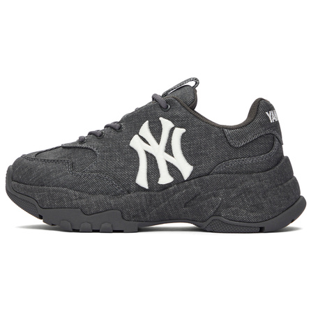 MLB New York Yankees Unisex Fashion Denim-Look Low-Top Dad Shoes Dark Gray