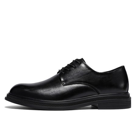 Playboy British Style Trendy Fashion Business Formal Lace-Up Adjustable Fit Simple Versatile Dating Wedding Groom Shoes Daily Commute Thick Sole Anti-Slip Wear-Resistant Casual Leather Shoes Men's Black