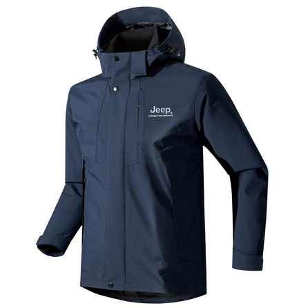 Jeep Casual Mountain Outdoor Splicing Color-Block Brand Letter Logo Print Cycling Camping Windproof Waterproof Warm Fashion Versatile Premium Loose Comfortable Personalized Multi-Functional Hooded Charge Coat Jacket Unisex