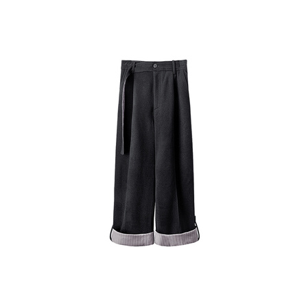 Illusionist Ankle Pants Loose Straight Leg Pants Casual Pants Unisex Black
