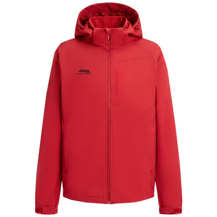 Jeep Mountain Outdoor Lightweight Sports Hiking Windproof Water-Repellent Composite Warm Fleece-Lined Pockets Coat Splicing 3D Cut Wear-Resistant Basic Commute Versatile Comfortable Breathable Slimming Detachable Hooded Jacket Unisex