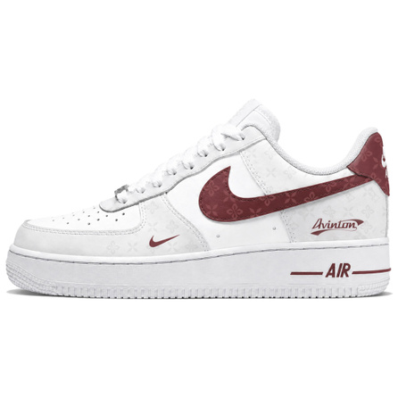 [Custom Sneakers] Nike Air Force 1 Red Trace Snow Reflection CNY Year of the Horse Series Understated Luxury Fashion Trendy Classic Versatile Couple Style Wear-Resistant Height Increase Low-Top Skate Shoes Unisex White Red