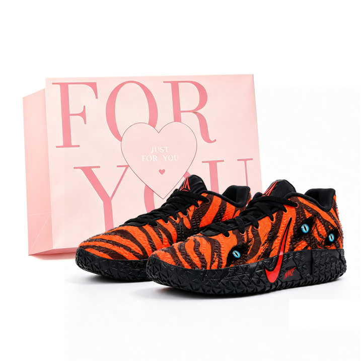 [Custom Sneakers] Nike Ja 3 Morant 3rd Generation Blazing Pupil Gift Bag Heartbeat Love Graffiti Splatter Trendy Versatile Low-Top Basketball Shoes Unisex Black Orange