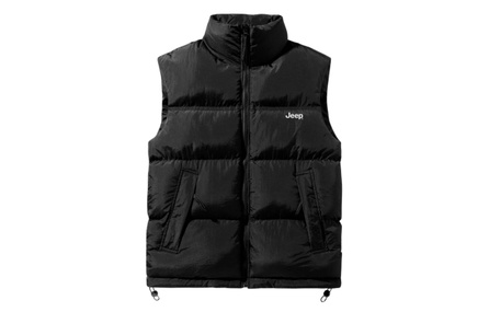 Jeep Outdoor Casual American Retro Solid Color Brand Logo Letter Print Basic Loose Sporty Puffer Vest Thickened Warm Stand Collar Sleeveless Vest Unisex