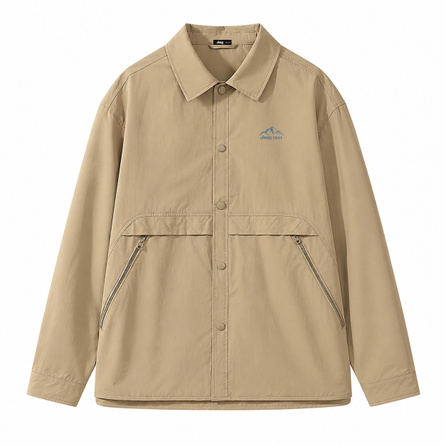Jeep Casual Series Mountain Peak Lapel Simple Casual Sports Comfortable Versatile Vintage Design Sense Large Pocket Drop Shoulder Genderless American Street Workwear Jacket Unisex