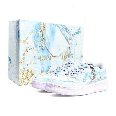 [Custom Sneakers] LiNing Fuzhou Gift Bag Edition Glittering Starry Sky Trendy Versatile Durable Slip-Resistant Lightweight Low-Top Sneakers Unisex Blue White