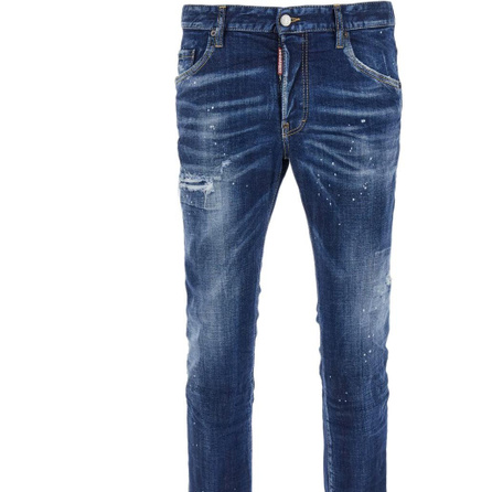 DSQUARED 2 Solid Color Button Slim Fit Jeans Men's Blue