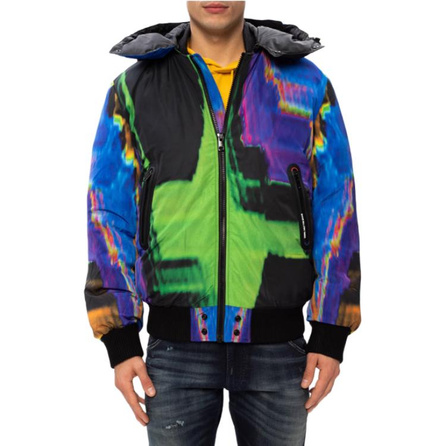 DIESEL Warm Thick Pilot Hooded Detachable Padded Jacket Coat Men's Tie-Dye Color