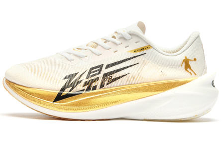 QIAODAN Flying Shadow PB4.0 Cushioning Anti-Slip And Wear-Resistant Low-Top Running Shoes Men's Gold Jordan White
