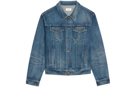 CELINE SS23 Logo Print Single-Breasted Denim Jacket Men's Blue