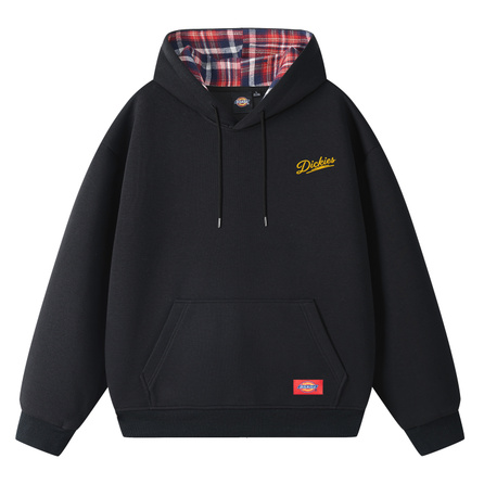 Dickies 400g Heavy Cotton High Gram Weight American Retro High Street Basic Brand Signature Letter Logo Ten-Thousand Stitch Embroidery Comfortable Versatile Casual Loose Daily Commute Patchwork Plaid Academic Style Long Sleeve Hooded Sweatshirt Unisex