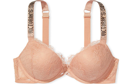 Victoria's Secret Logo Crystal Strap Enhanced Push-Up Bra Women's