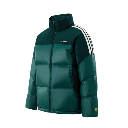 adidas Water-Repellent Stand Collar Zip-Up Duck Down Striped Puffer Coat Men's