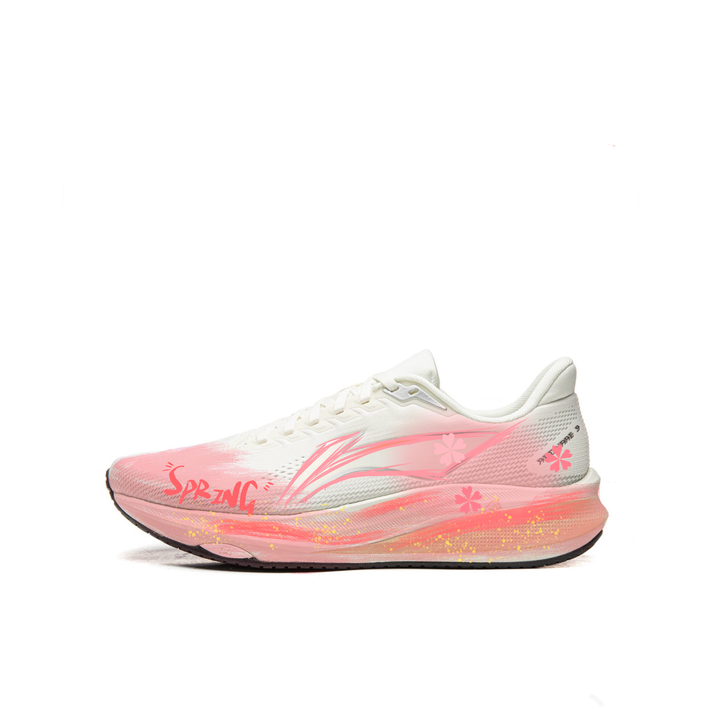 Custom SneakersLiNing9 Sakura Campus New Year Limited Comfortable Fashion Textile Cushioning Anti-Slip Wear-Resistant Low-Top Marathon Running Shoes Men's White-Pink
