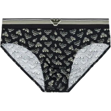 EMPORIO ARMANI Cotton Triangle Full Print Color Contrast Eagle Logo Underwear Men's 1-Pack Black