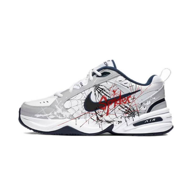 Custom Sneakers Nike Air Monarch 4 Spider Ink Rhapsody Niche College Style Street Style Urban Graffiti Hand-Painted Fashion Versatile Fresh Wear-Resistant Low-Top Dad Shoes Unisex White