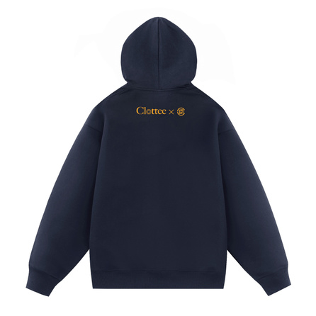 CLOT x CLOTTEE American Classic Minimalist Basic Logo Ten-Thousand Stitch Embroidery 420g Thick Fleece Structured Loose Plus Size Drop Shoulder Autumn Winter Top Genderless Couple Daily Commute Casual Hooded Sweatshirt Unisex