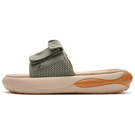 FILA FUSION ZIP UP Slip-Resistant Quiet Slide Slippers Men's Gray Green Platform