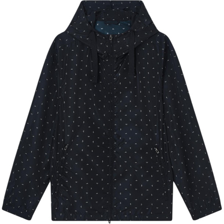 EMPORIO ARMANI Hooded Drawstring Zip Printed Long-Sleeve Windbreaker Jacket Men's
