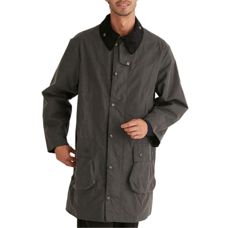 BARBOUR Solid Color Waxed Long Sleeve Lapel Coat Men's Gray