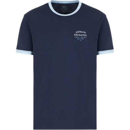 ARMANI EXCHANGE AE SS25 ASV Series Logo Print Color-Trim Short Sleeve T-Shirt Men's Navy Blue