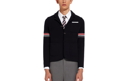 THOM BROWNE Solid Color Stripe Armband Jacquard Jacket Men's